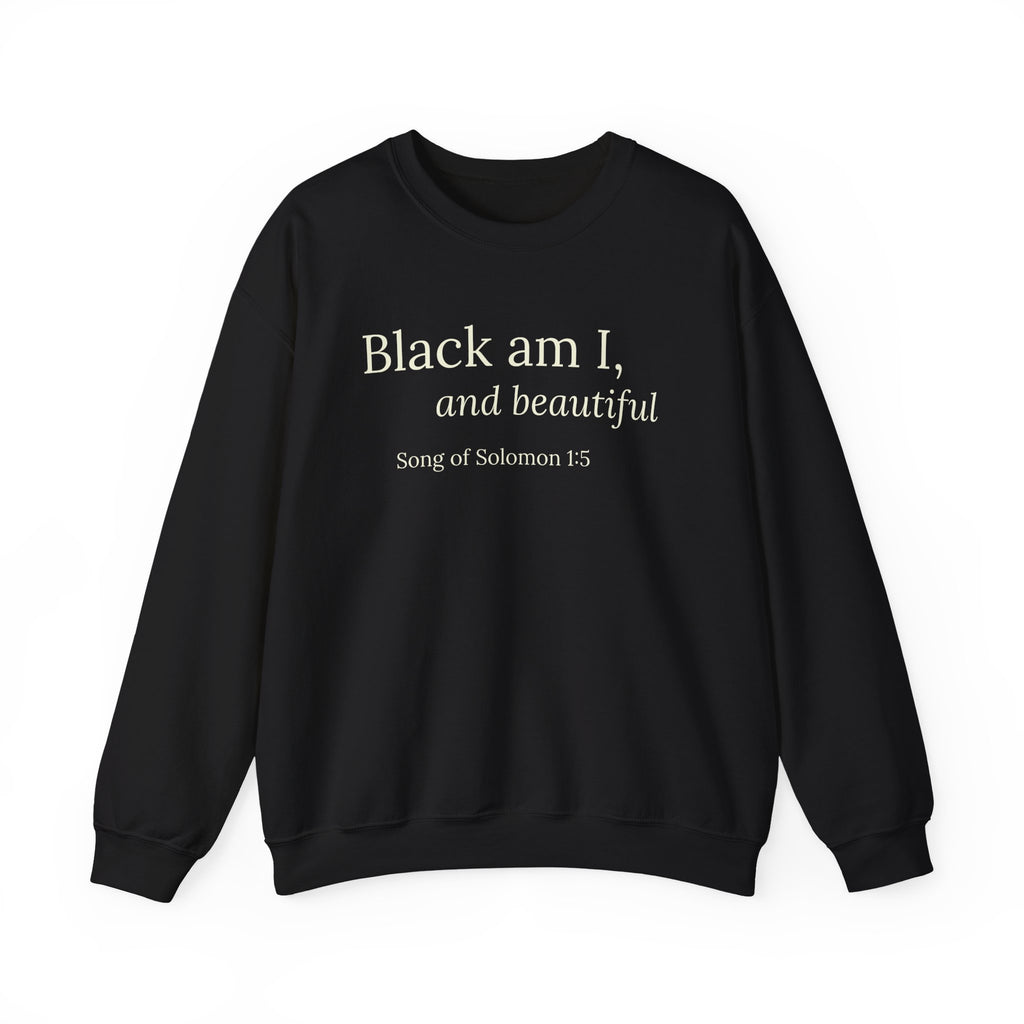 Sweat-shirt « Je suis noire et belle » — Cantique des Cantiques 1:5, col rond inspirant